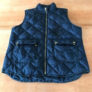 Woolrich Puffer Vest Men XL Blue Blue Diamond Full Zip Duck Down Fill Pockets